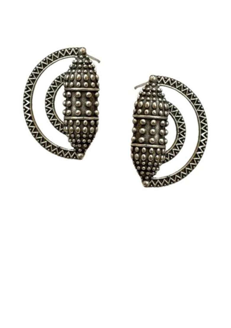 Silver Toned Plated Contemporary Studs - Indya