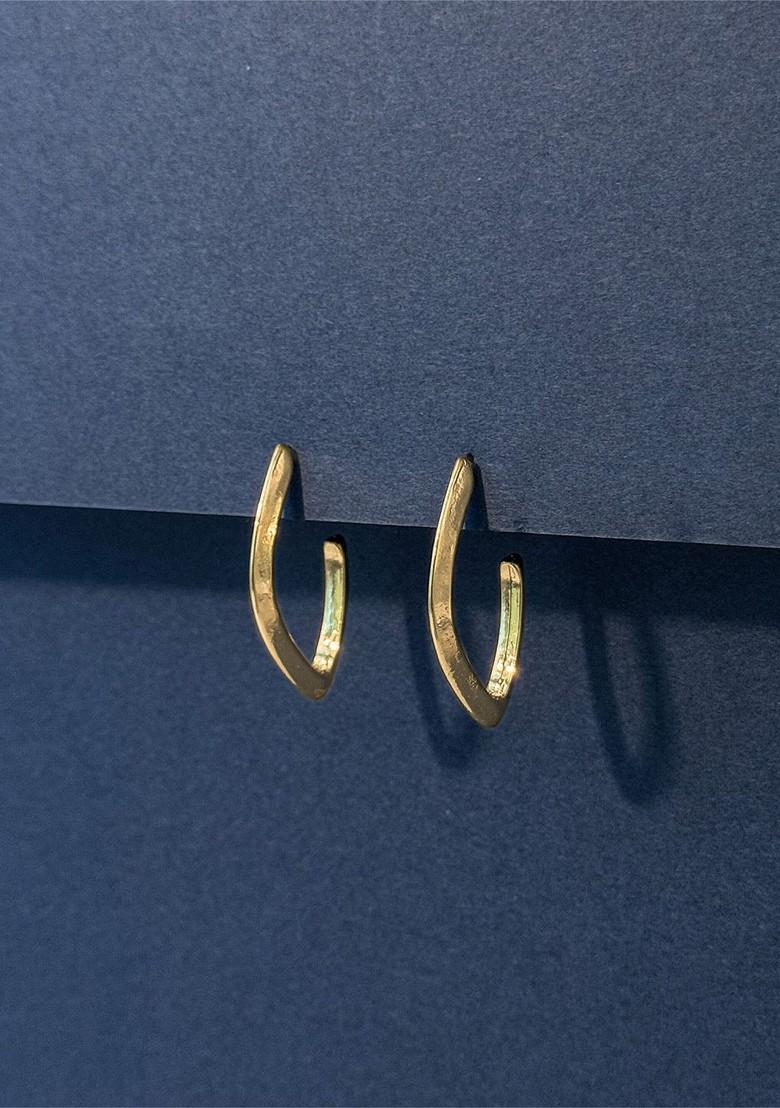 Gold Plated Contemporary Half Hoop Earrings