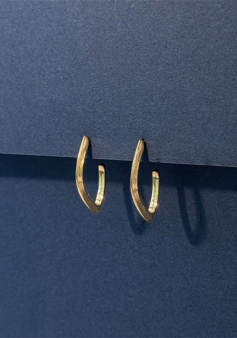 Gold Plated Contemporary Half Hoop Earrings