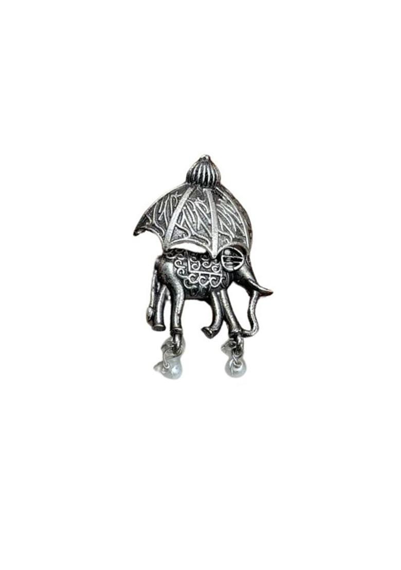 Silver Plated Artificial Beaded Contemporary Oxidised Studs