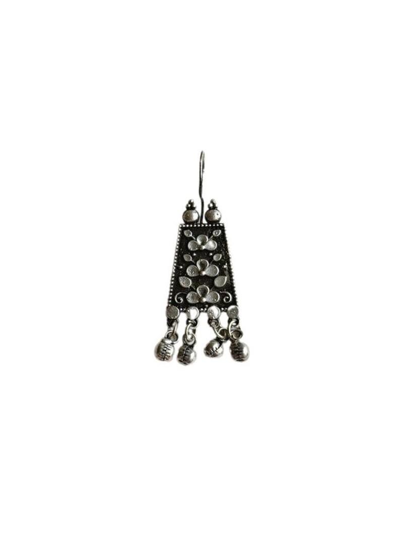 Silver Plated Contemporary Oxidised Drop Earrings