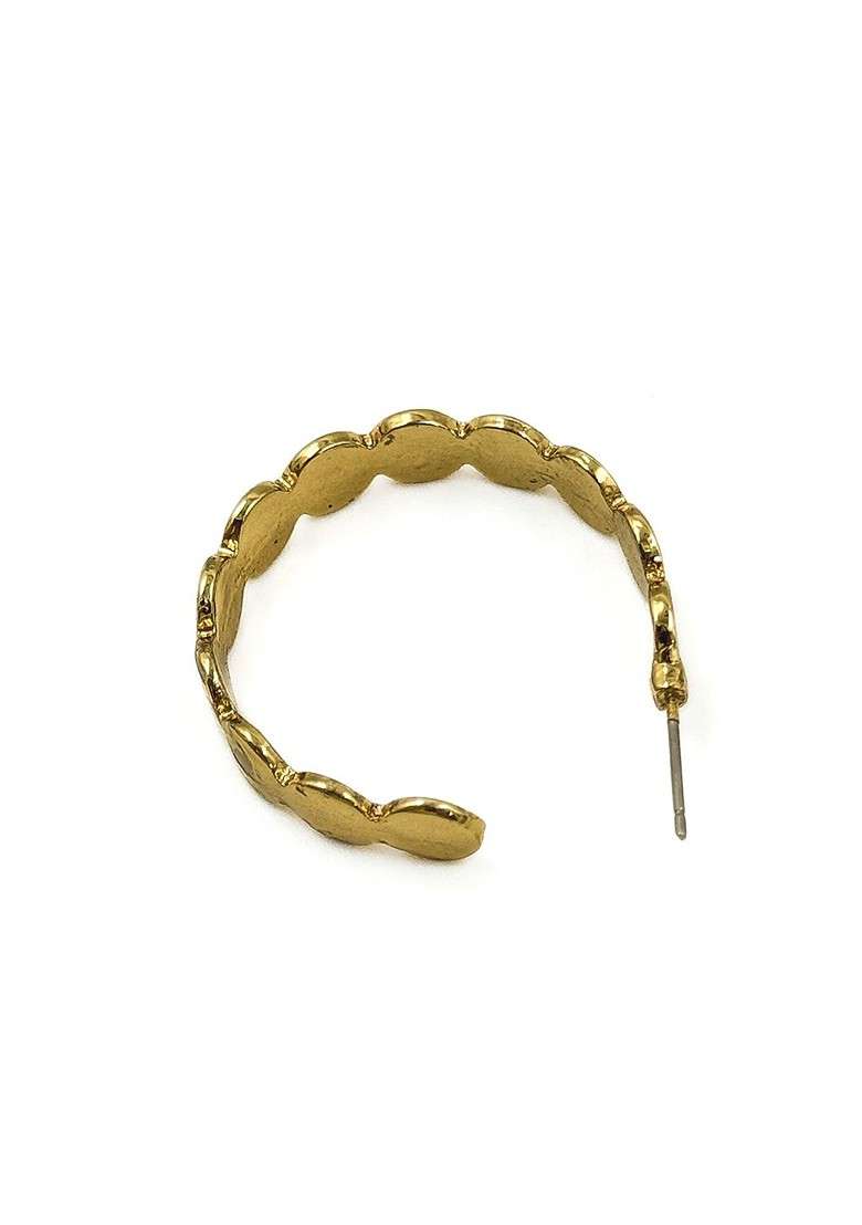Gold Plated Circular Shaped Half Hoop Earrings - Indya