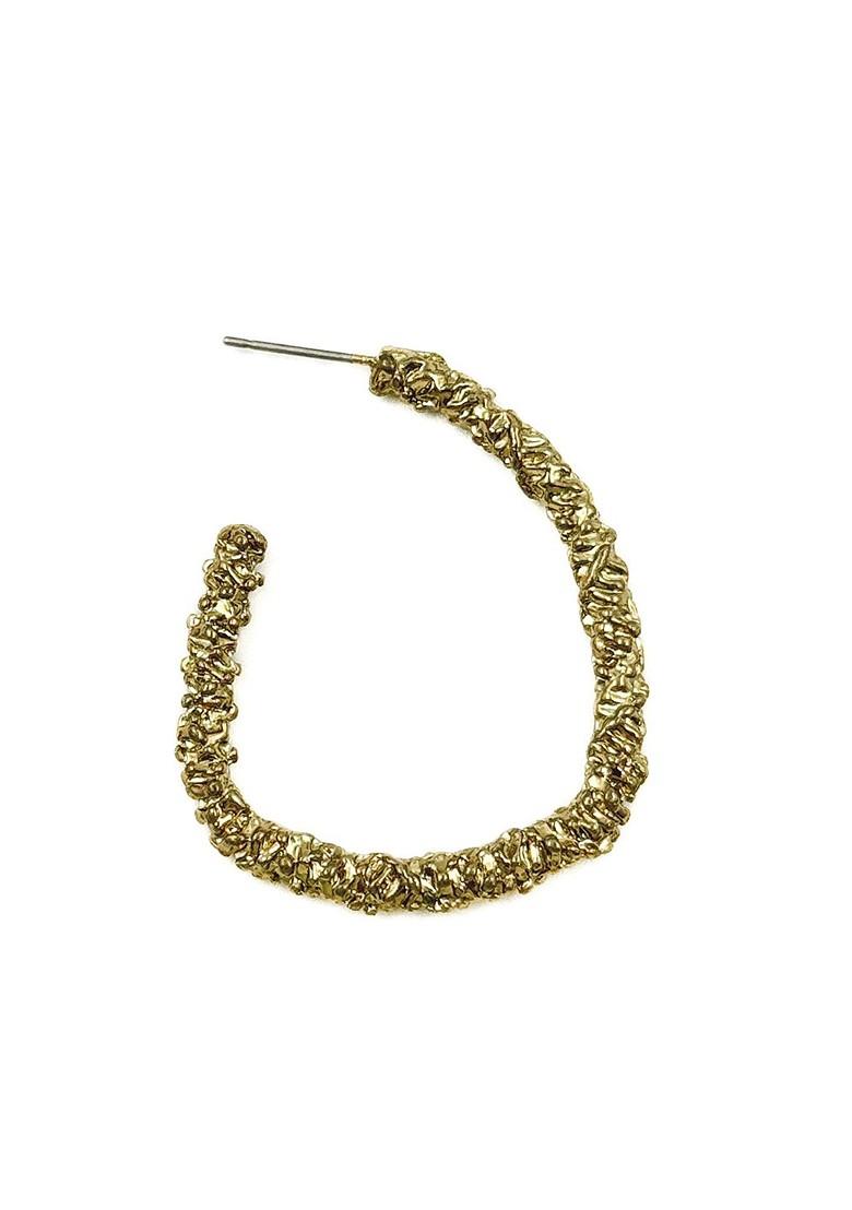 Gold Plated Oval Half Hoop Earrings