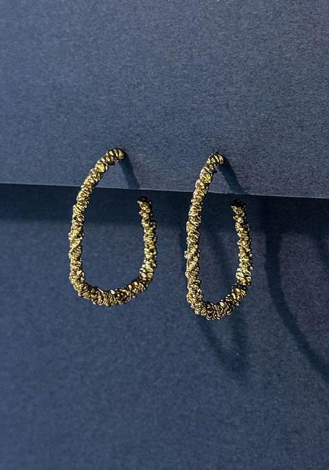 Gold Plated Oval Half Hoop Earrings