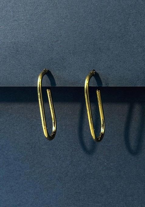 Gold Plated Contemporary Half Hoop Earrings