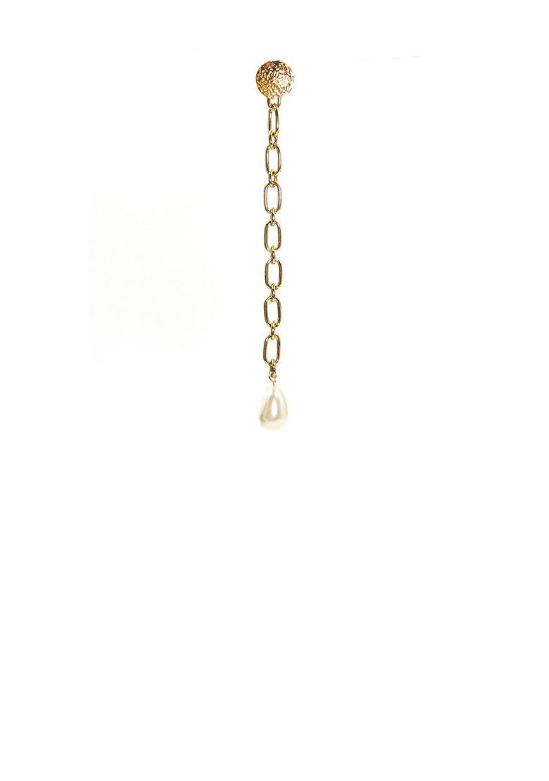 Gold Plated Artificial Beaded Teardrop Shaped Drop Earrings