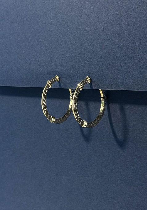 Gold Plated Circular Shaped Half Hoop Earrings
