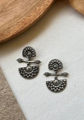 Brass Silver Plated Contemporary Drop Earrings