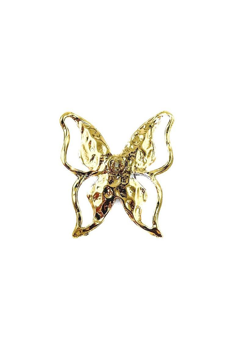 Gold Plated Artificial Stones Studded Butterfly Animal Shaped Studs