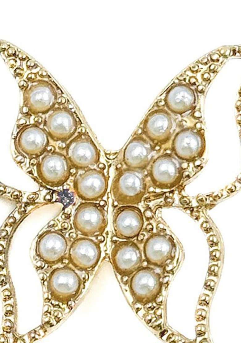 Gold Plated Artificial Stones Studded Butterfly Animal Shaped Studs - Indya