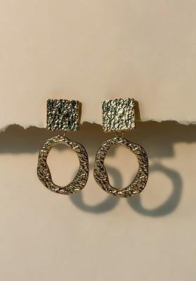 Gold Plated Contemporary Antique Drop Earrings