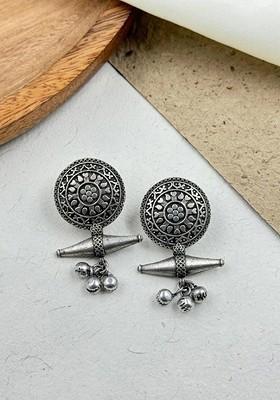 Silver Plated Contemporary Shaped Drop Earrings