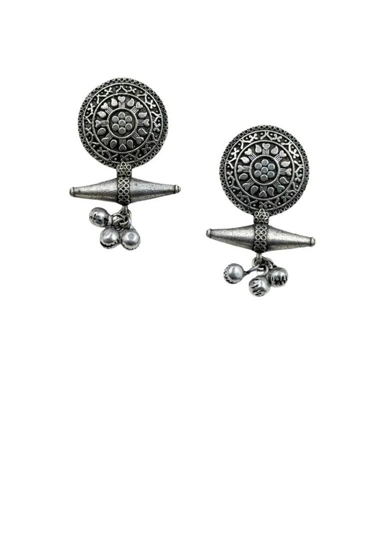 Silver Plated Contemporary Shaped Drop Earrings