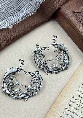 Silver Plated Animal Shaped Oxidised Drop Earrings