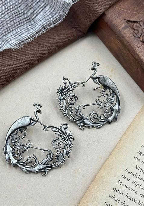 Silver Plated Animal Shaped Oxidised Drop Earrings