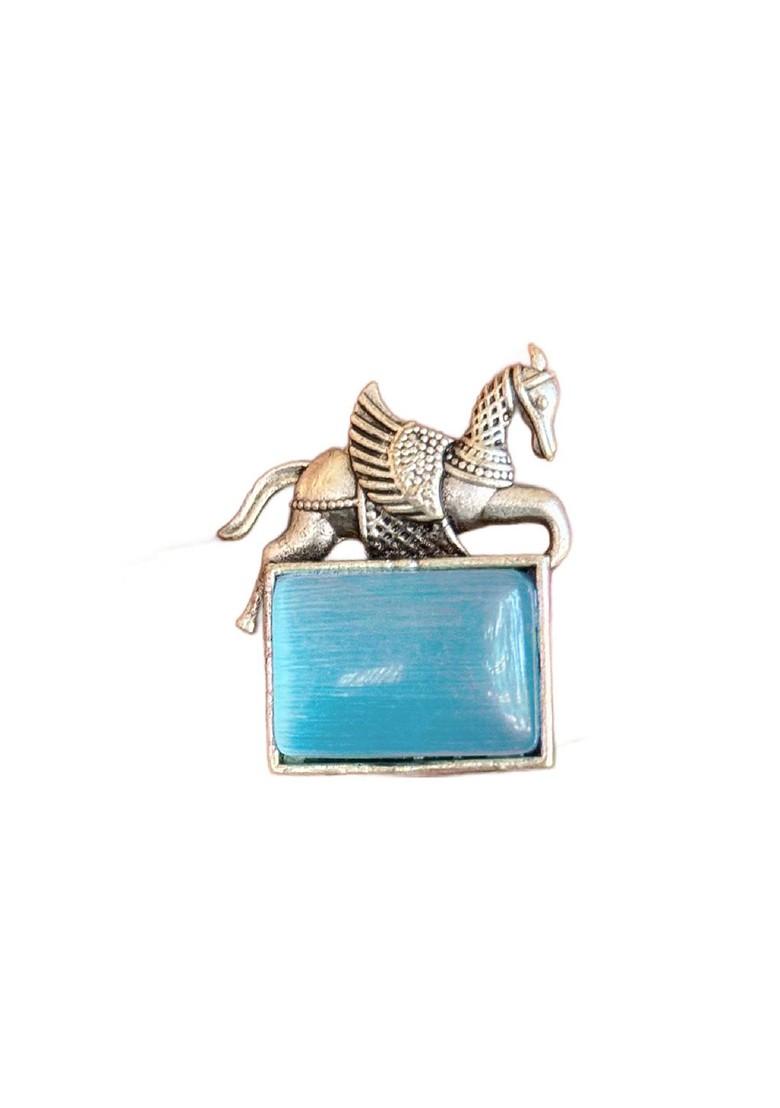 Silver Plated Oxidised Artificial Stones Studded Animal Shaped Studs