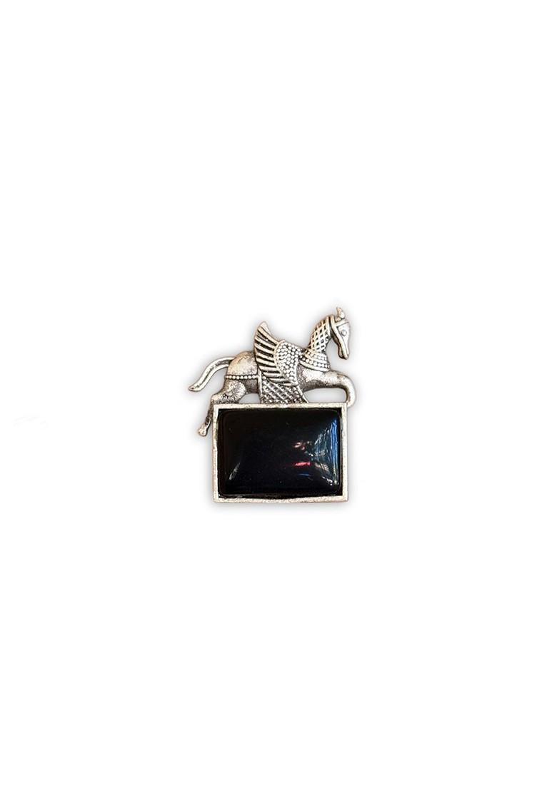 Silver Plated Oxidised Artificial Stones Studded Animal Shaped Studs