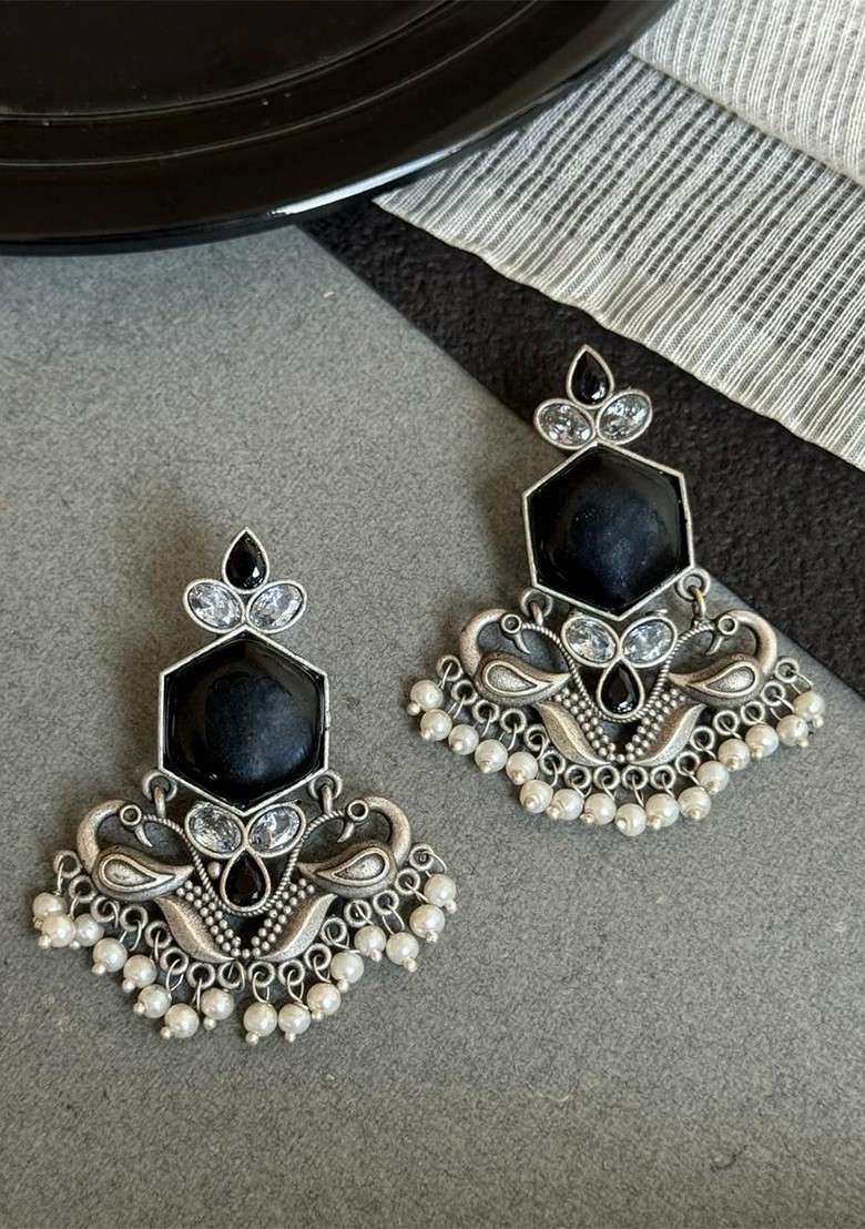 Peacock Shaped Chandbalis Earrings - Indya