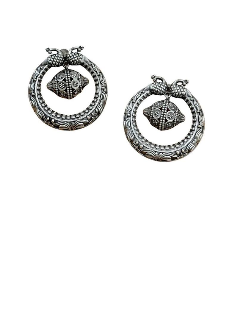 Silver Plated Contemporary Shaped Drop Earrings