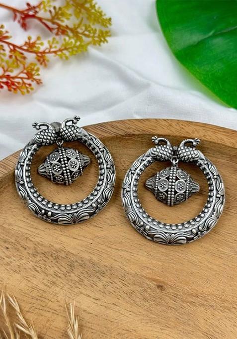 Silver Plated Contemporary Shaped Drop Earrings