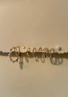 Naman Art Set Of 9 Gold Plated Circular Shaped Hoop Earrings