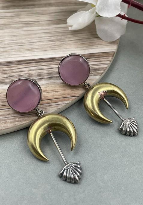 Silver Plated Artificial Stones Studded Contemporary Drop Earrings