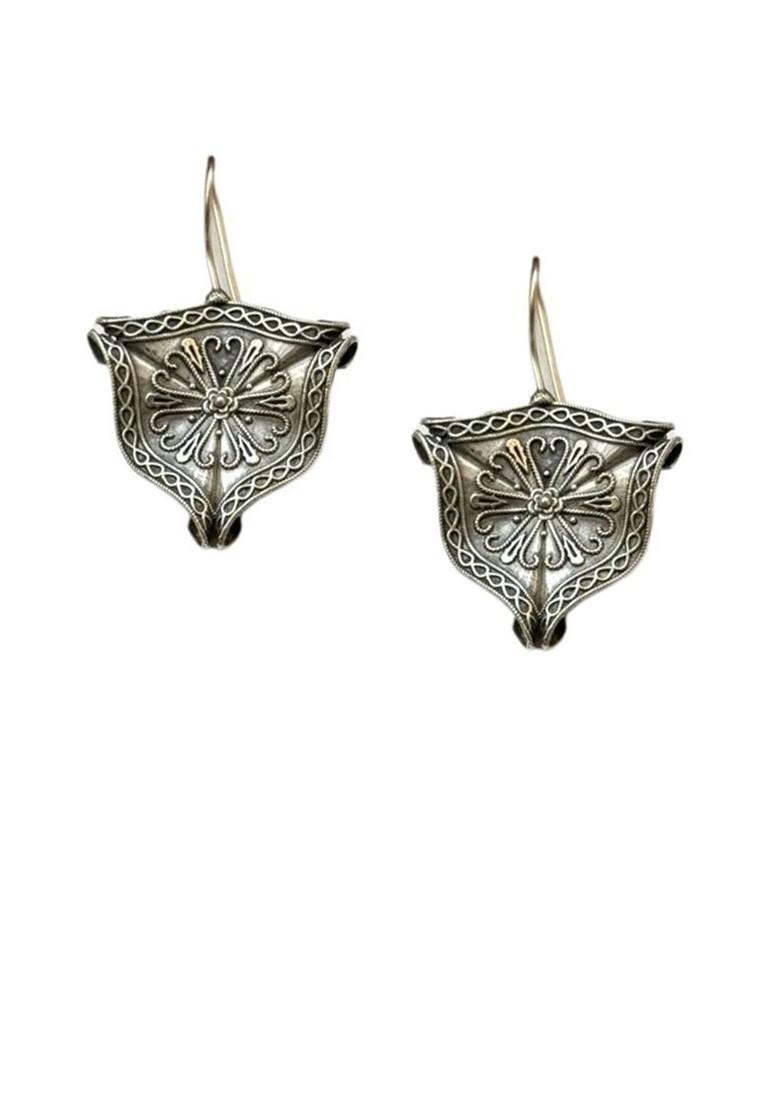 Silver Plated Black Oxidised Contemporary Drop Earrings