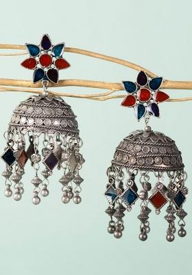 Huge Multicolor Oxidised Jhumkas