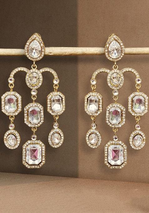 Gold Plated American Diamond Earrings