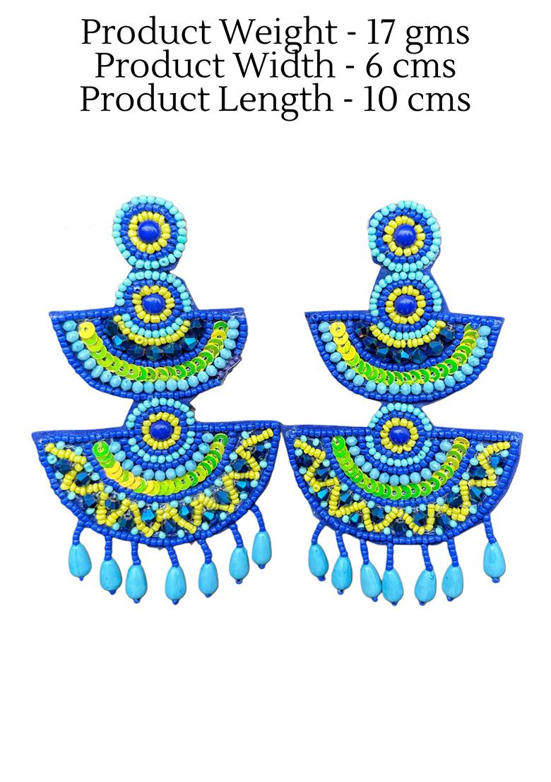 Blue Beaded Earrings - Indya