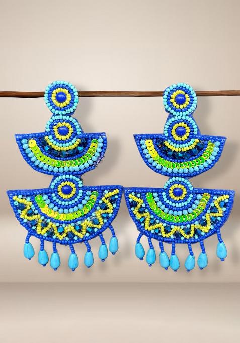 Blue Beaded Earrings