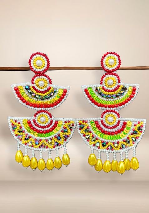 Yellow Beaded Earrings