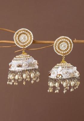 White Handcrafted Jhumkas