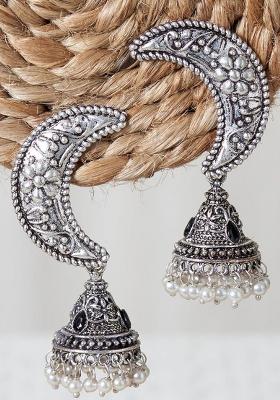 Silver Plated Moon Jhumkis