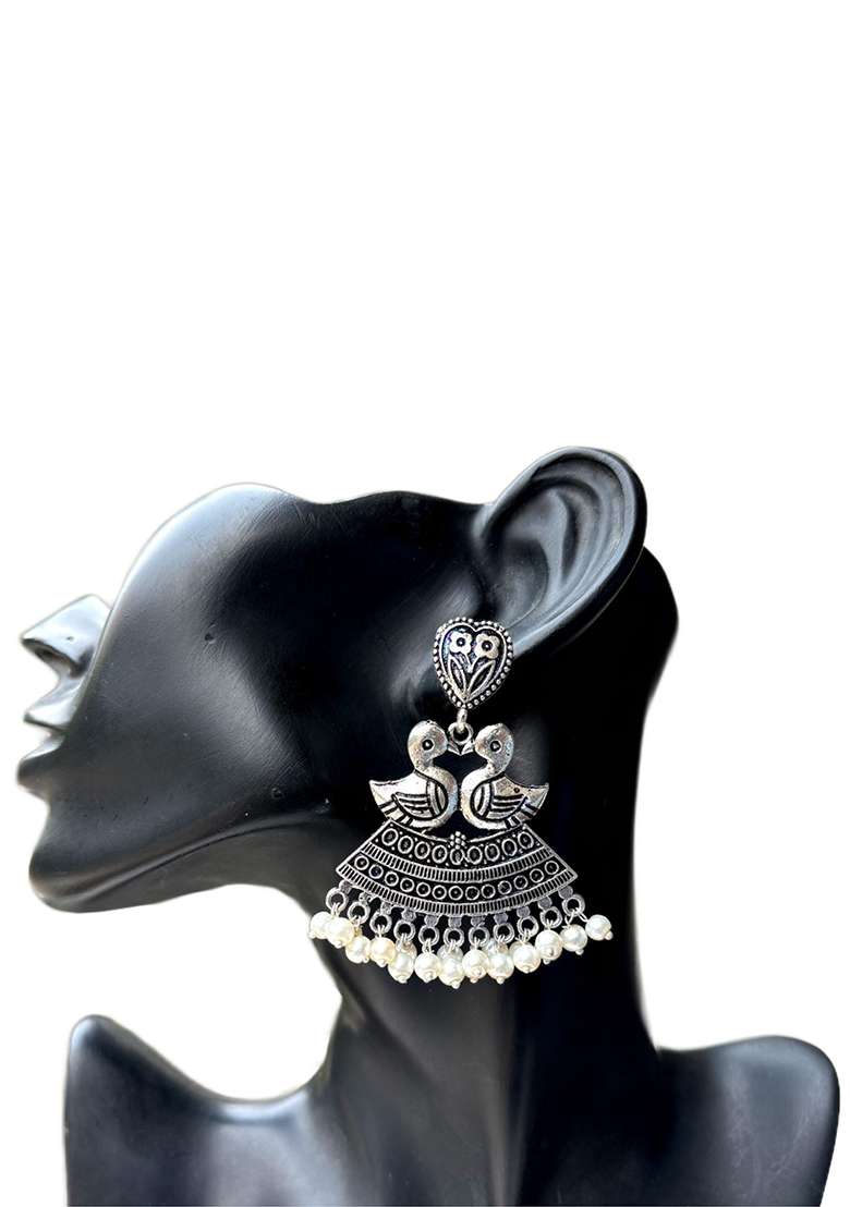 Oxidised Bird Earrings - Indya