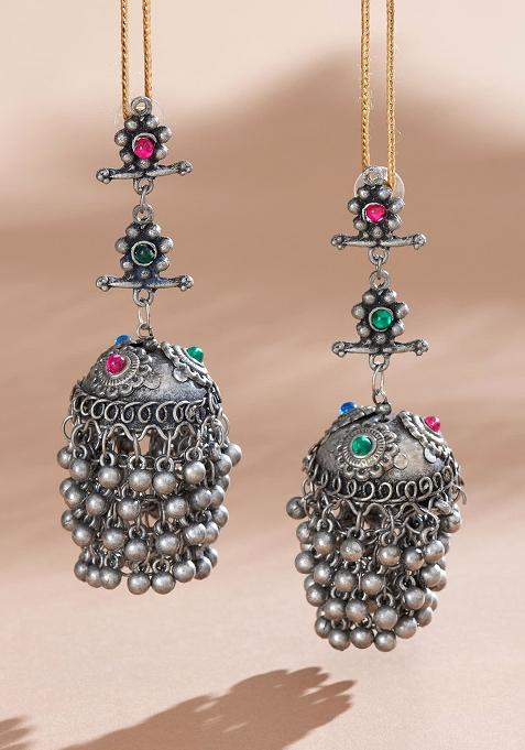 Designer Black Polish Jhumkas