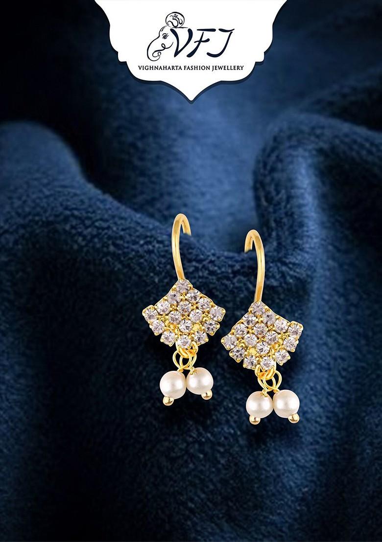 Gold Plated Stone Studded And Pearls Bugadi Earrings