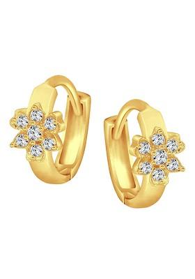 Gold Plated Floral Cz Studded Hoop Earrings