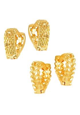 Set Of 2 Gold Plated Contemporary Hoop Earrings