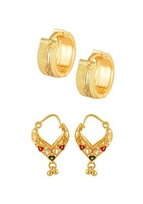 Set Of 2 Gold Plated Circular Hoop Earrings