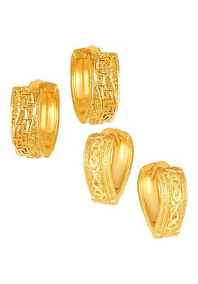 Set Of 2 Gold Plated Circular Studs Hoop Earrings