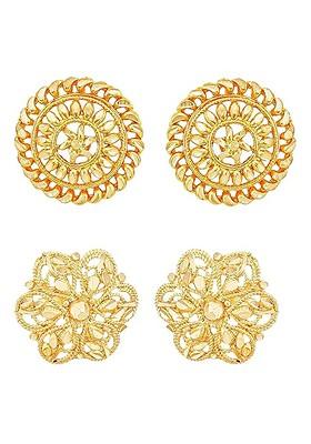 Pack Of 2 Gold Plated Studs Earrings