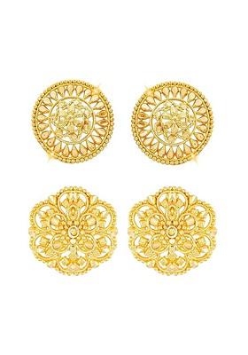 Set Of 2 Gold Plated Contemporary Studs