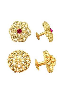 Set Of 2 Gold Plated American Diamond Studs