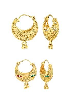 Set Of 2 Gold Plated Contemporary Hoop Earrings