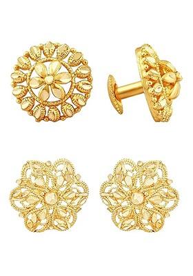 Set Of 2 Gold Plated Contemporary Studs