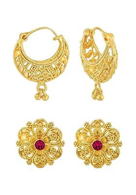 Pack Of 2 Gold Plated Studs Earrings