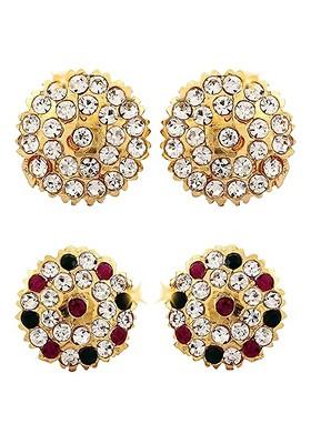 Set Of 2 Gold Plated Contemporary Studs
