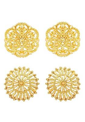 Set Of 2 Gold Plated Contemporary Studs Earrings