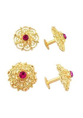 Set Of 2 Gold Plated American Diamond Studs